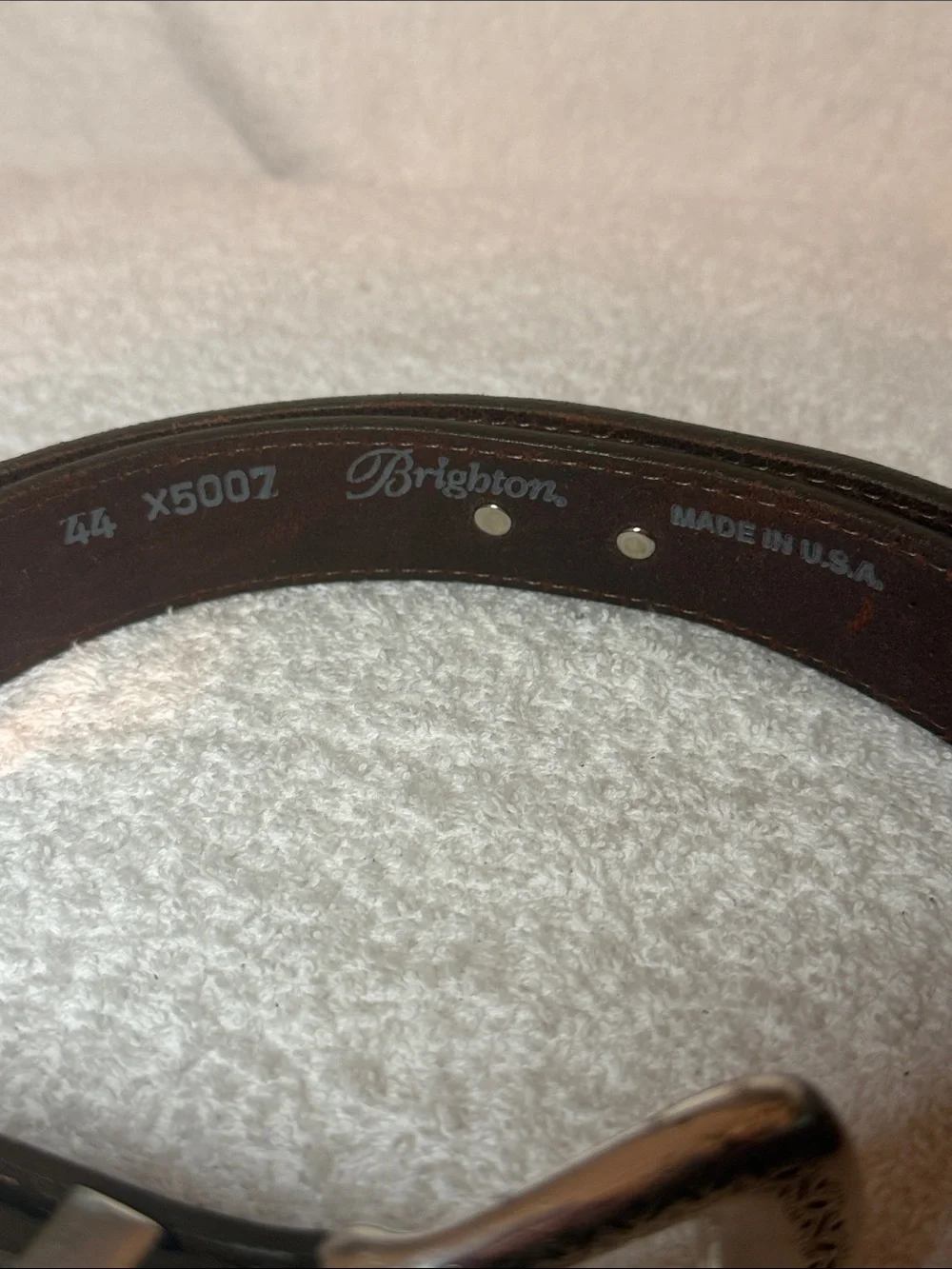 Brighton Burgundy Leather Belt with Silver-Tone Accents